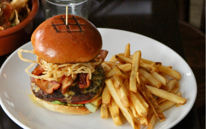delicious burger and fries